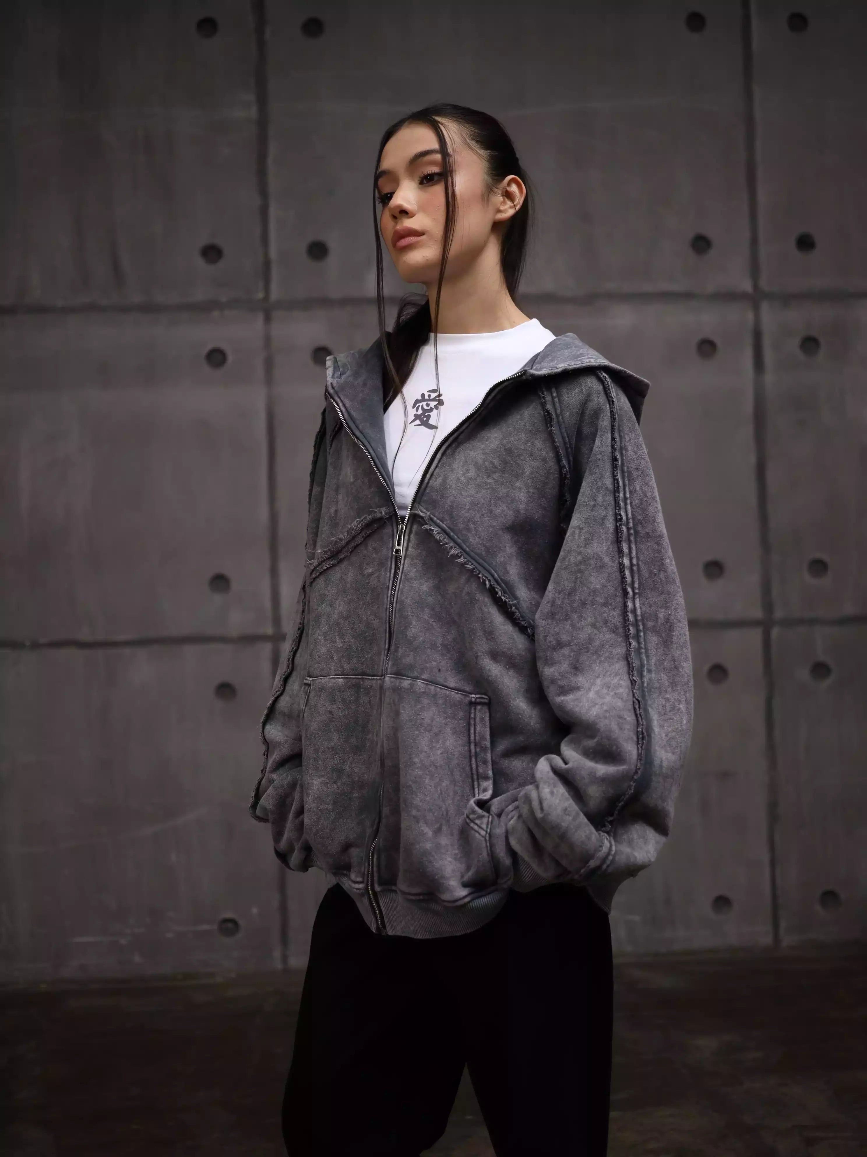 Womens Zipper with Visible Stitching