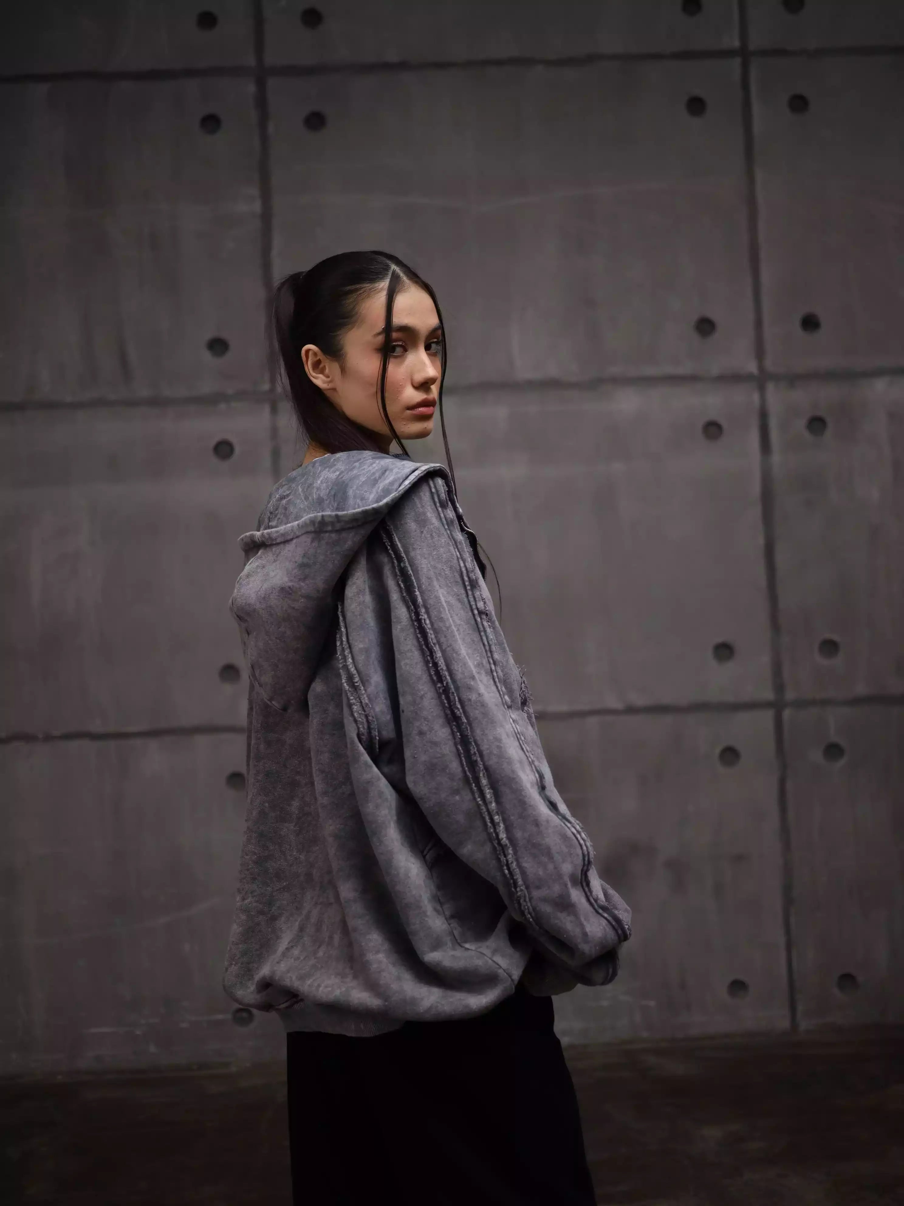 Womens Zipper with Visible Stitching