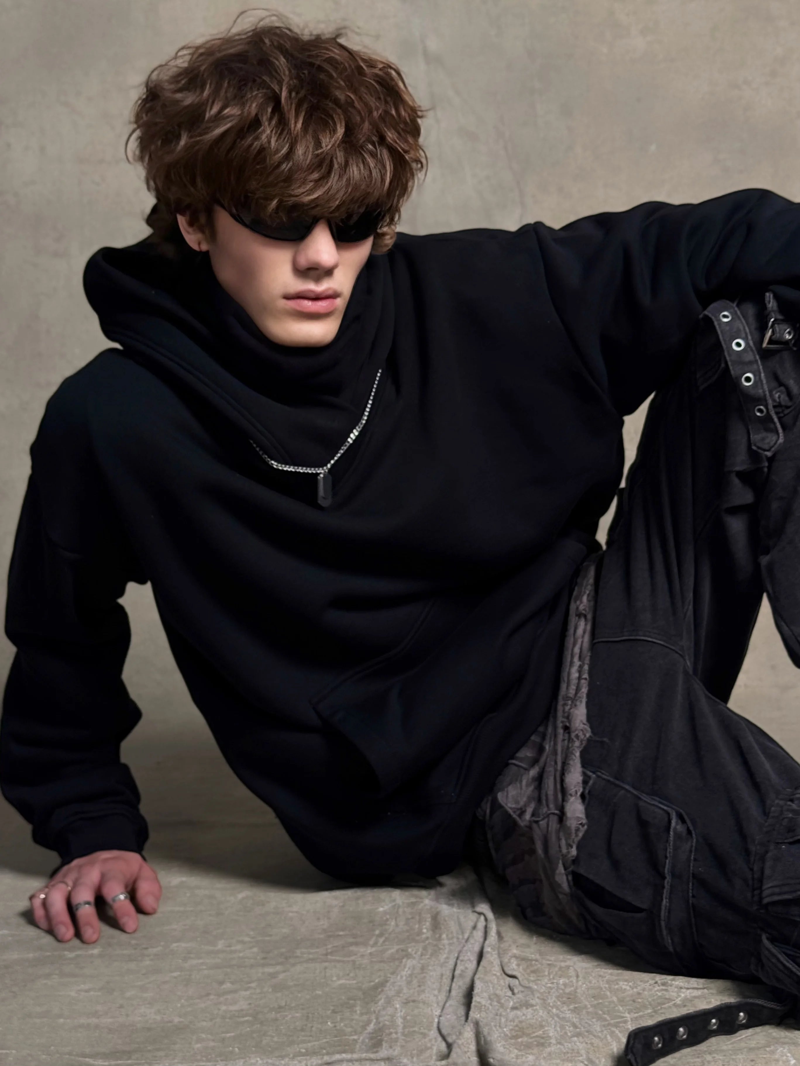 Mans Black Ninja Hood