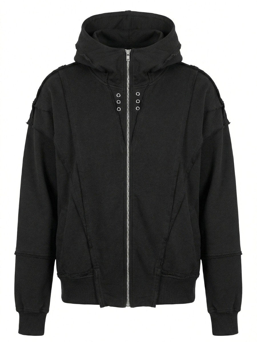 Black Cotton Zipper with Eyelets