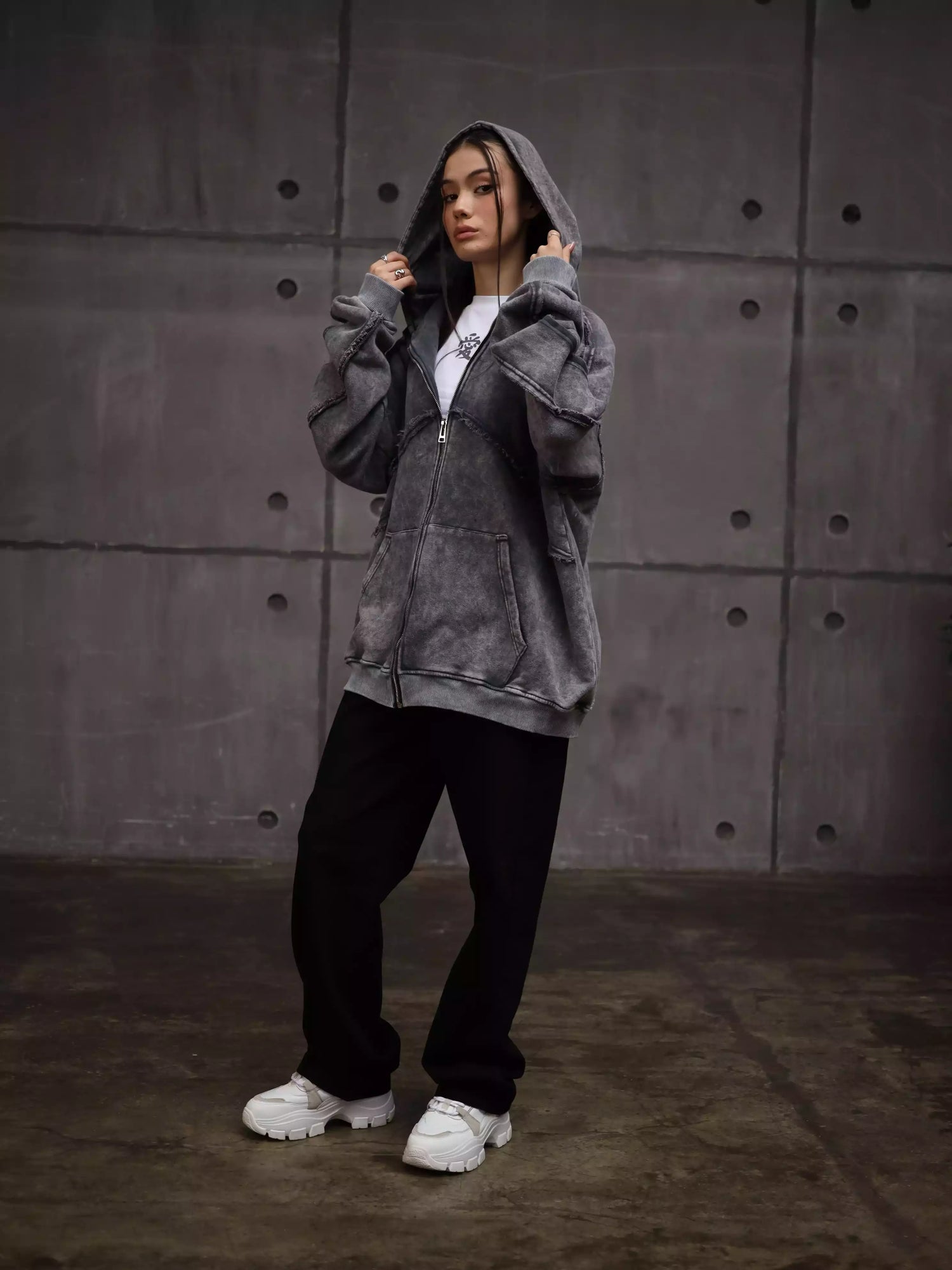 Womens Zipper with Visible Stitching