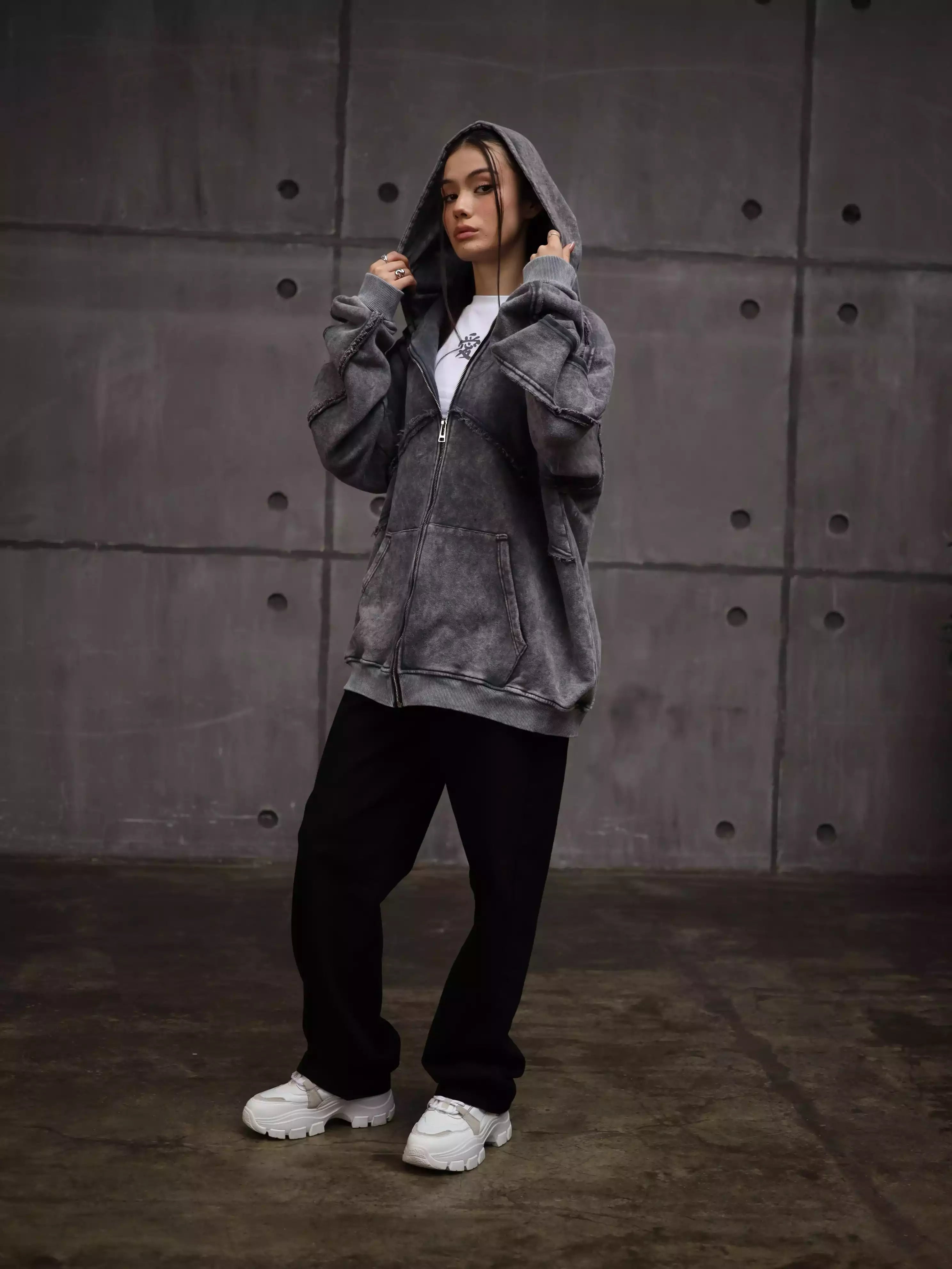 Womens Zipper with Visible Stitching