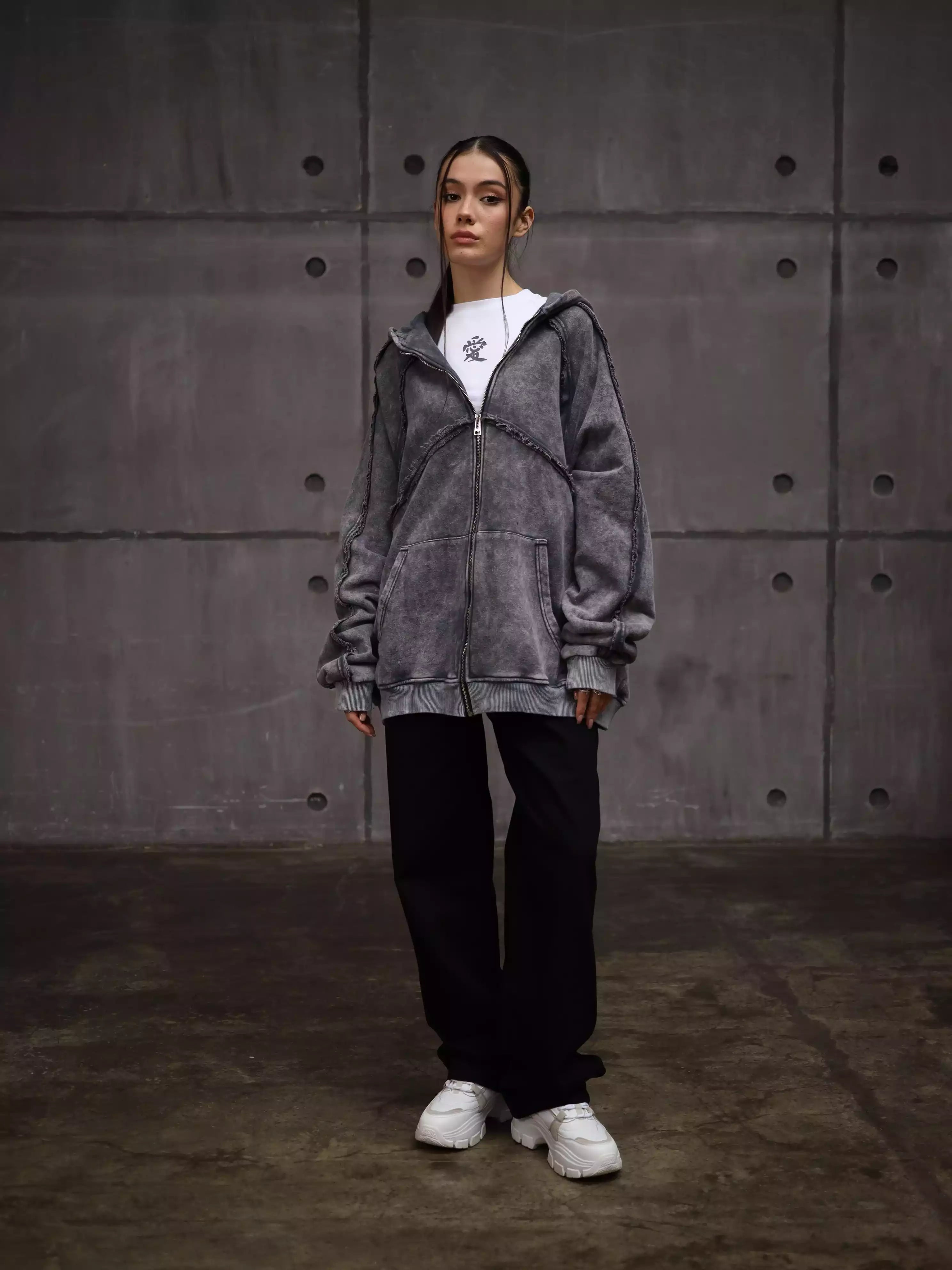 Womens Zipper with Visible Stitching