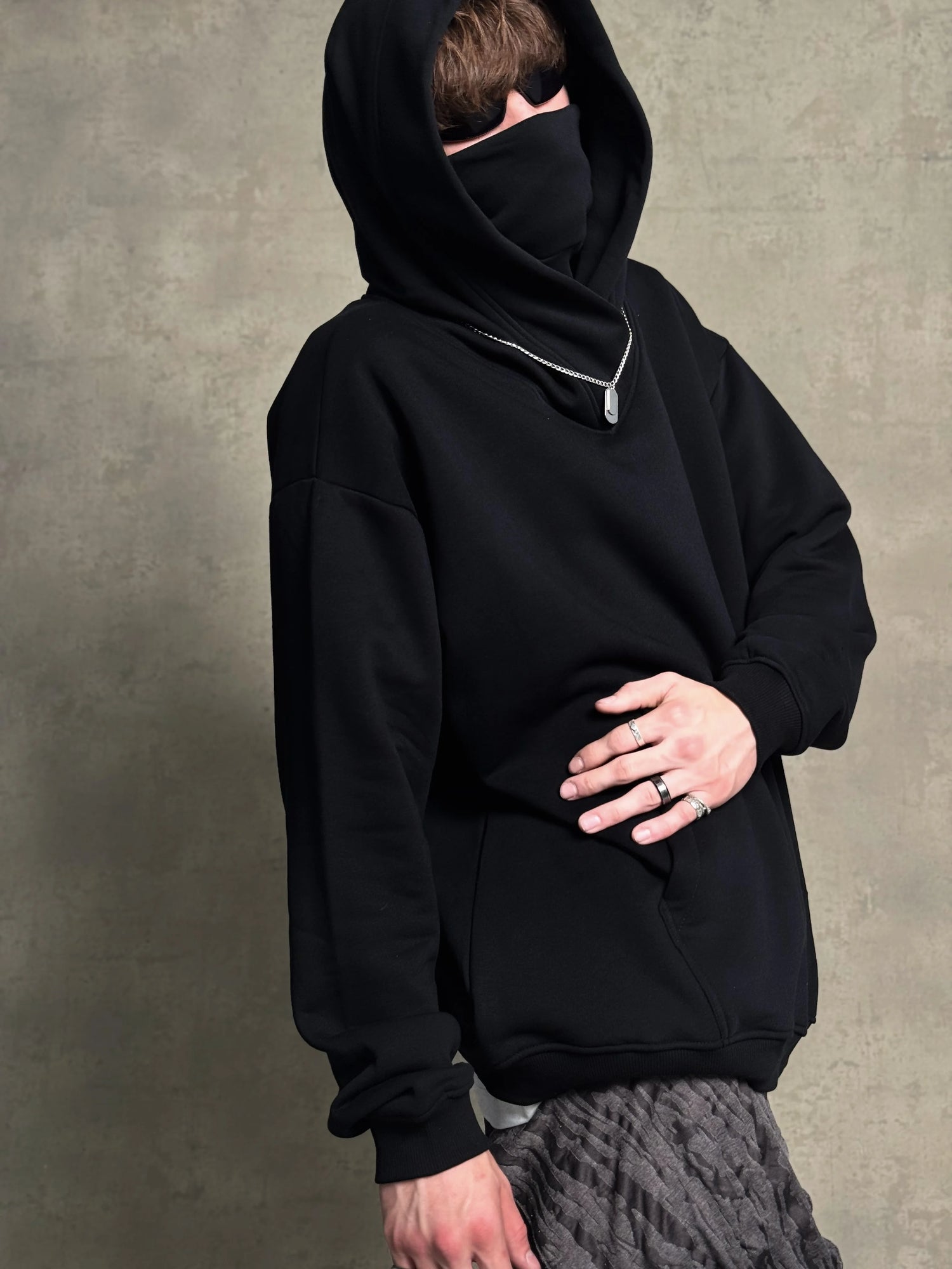 Mans Black Ninja Hood