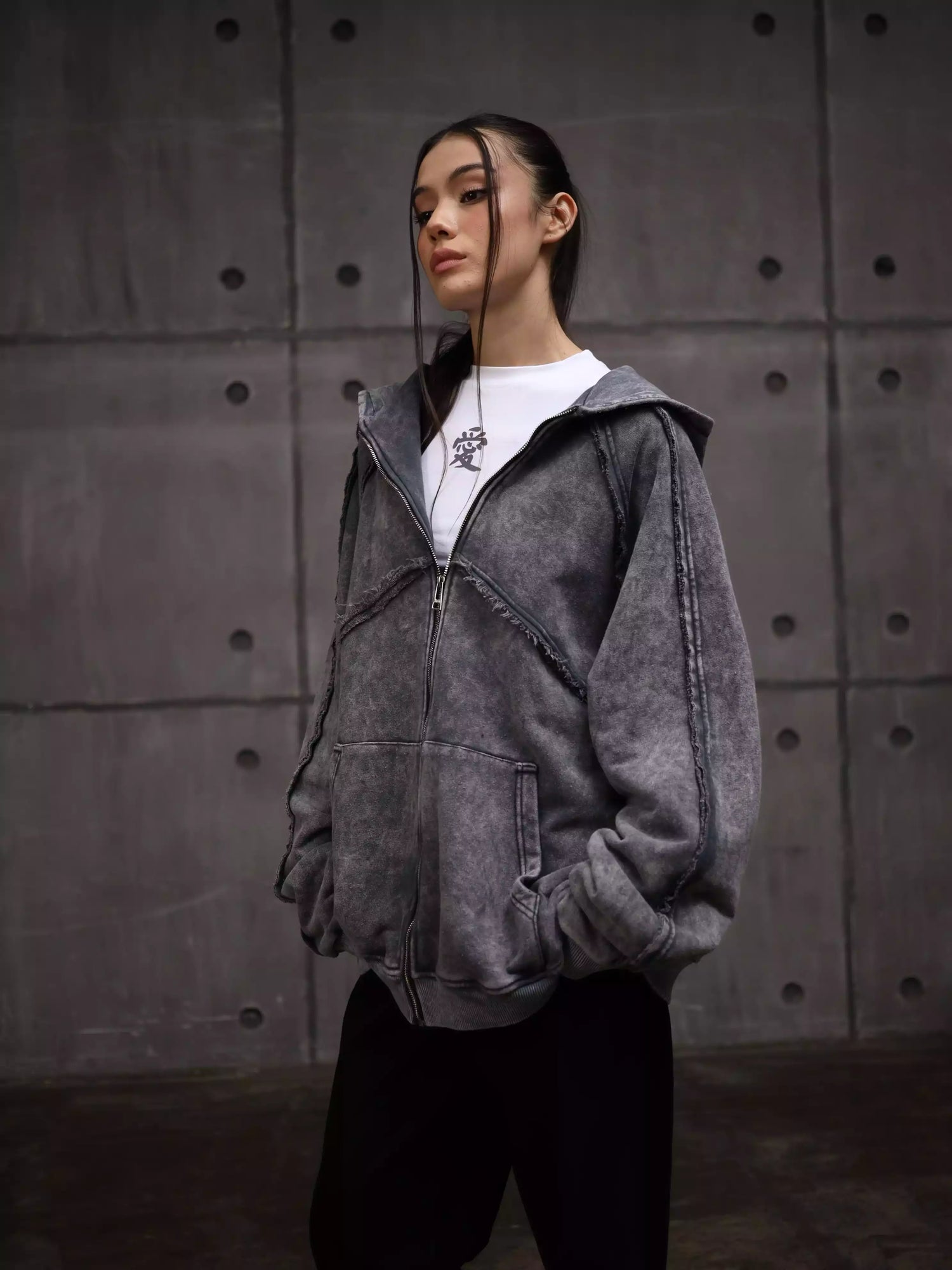 Womens Zipper with Visible Stitching