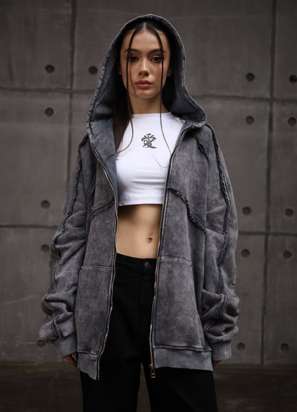 Raw Seam Garment-Dyed Cotton Zipper