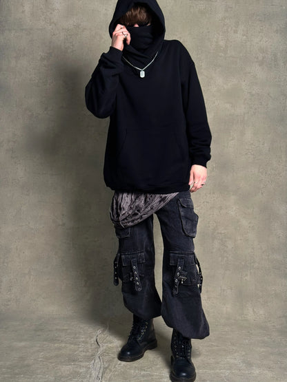 Mans Black Ninja Hood