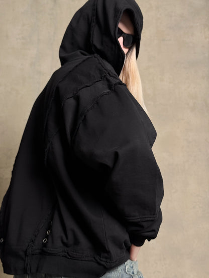 Black Cotton Zipper with Eyelets