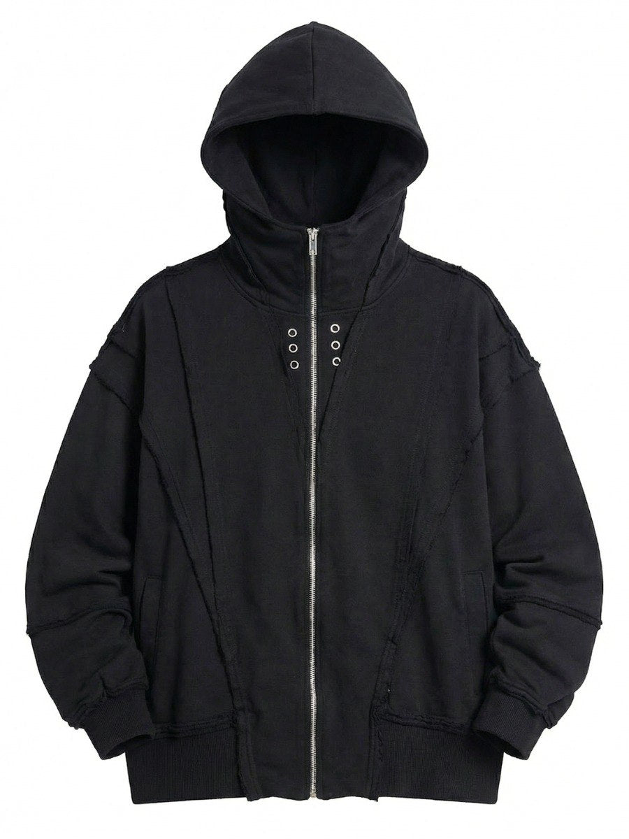 Black Cotton Zipper with Eyelets