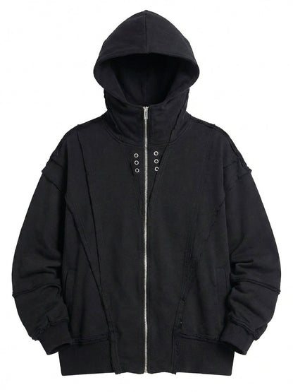 Black Cotton Zipper with Eyelets